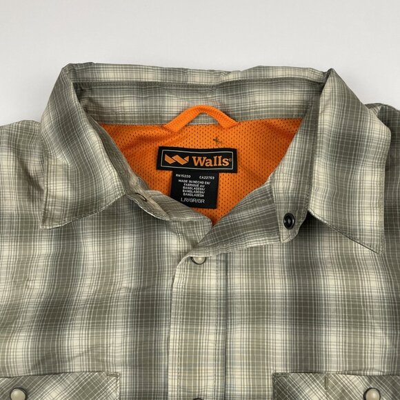 Walls Pearl Snap Work Shirt Men's L Allan Long Sleeve Plaid Chore Outdoors - Picture 6 of 10